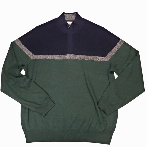 Joseph Abboud Softest Colorblock Stripe Quarter Zip Sweater Mens 2XLT - Picture 2 of 11